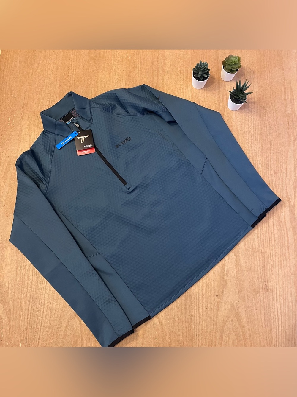 NWT Columbia Titanium Line Men's Crystal Leaf Omni-Heat Helix Half Zip Pullover
